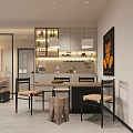 Modern Living And Dining Room Interior Design With Sofa Coffee Table Artwork And Curtains