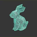 Modern Metallic Origami Rabbit Figurine With Geometric Folds And Shiny Surface Reflection