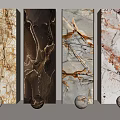 Modern Decorative Wall Panels with Various Marble Textures and Ambient Lighting Design 3d model