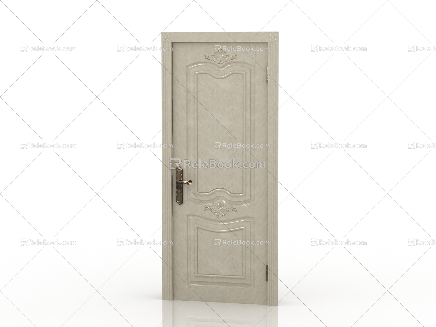 European-style interior door solid wood door 3d model