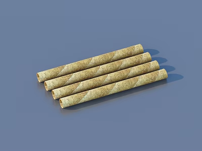 Striped Rolled Snacks With Light Brown And White Patterns On Blue Surface 3d model