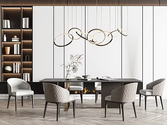 Light Luxury Restaurant Dining Table and Chair Combination 3d model
