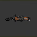 Custom Orange And Black Motorcycle With Unique Spoke Wheels And Streamlined Body