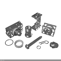 Metal Mechanical Components Including Cylinders Rings Blocks And Bolts 3d model