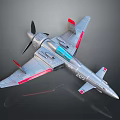 Silver Toy Airplane Model With Red Accents And Propeller Design