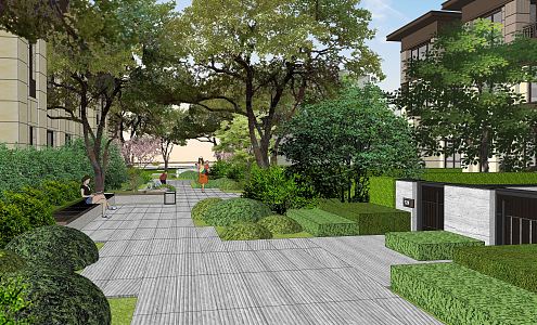 Modern Garden Landscape Community Landscape 3d model