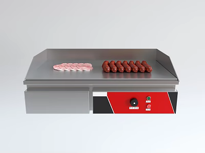 Electric Griddle with Stainless Steel Surface for Cooking Sliced Meat and Sausages 3d model