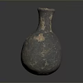 Hand Carved Ancient Pottery Jug With Handle And Textured Surface Design