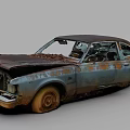 Old Rusted Abandoned Car With Damaged Exterior And Broken Windshield 3d model