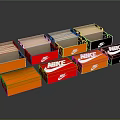 Open Nike Shoe Boxes in Orange Red and Black for 3d model