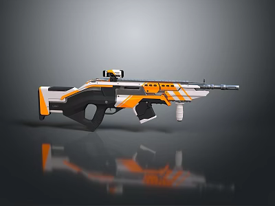 Futuristic Sci Fi Weapon With Orange White And Black Colorful Design Details And Modern Features 3d model