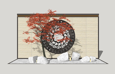 New Chinese style landscape wall shadow wall 3d model