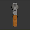 Silver Revolver With Long Barrel Orange Grip And Reflection On Dark Surface