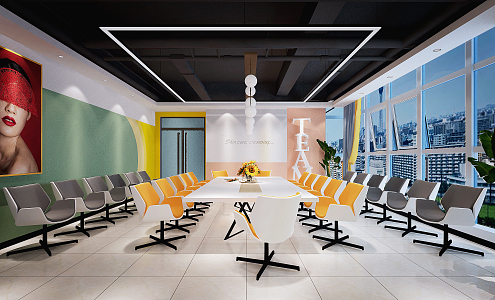 Modern Meeting Room Meeting Table and Chair 3d model