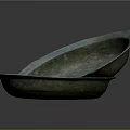 Sculpted Bronze Oval Dishes With Ancient Patina Surface Stacked Arrangement Design