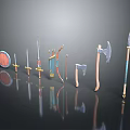 Cold weapons Sword Axe Hook Fork Spear Trident Melee Weapon Military 3d model