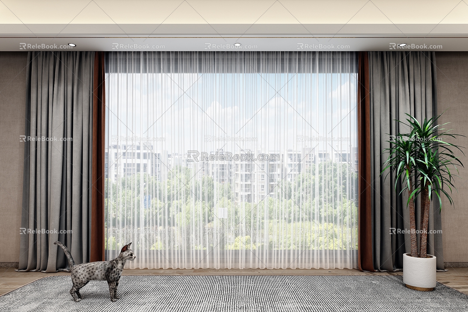 Modern curtains 3d model