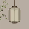 Illuminated Chinese Style Hanging Lantern With Bamboo Leaves And Light Wall
