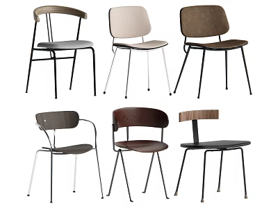Various Styles Modern Dining Chairs With Metal Legs And Different Colors 3d model