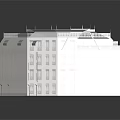 Classical Multi Story Residential Building With Black Roof Balconies And Arched Windows