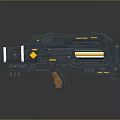 Futuristic Sci Fi Gun With Black Body Yellow Accents And Modern Design Details