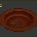Vintage Brass Circular Basin With Textured Surface As Daily Household Item