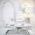 Elegant Coffee Table With Gold Frame Tray And Golden Decorative Ornaments