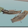 Wooden boat, wooden boat, fishing boat, sailing boat, sailing boat 3d model