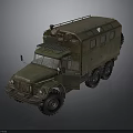 Vintage Army Green Six Wheel Drive Military Utility Vehicle With Roof Equipment