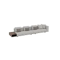 Modern Light Gray Fabric Sectional Sofa With Multiple Decorative Cushions And Side Table 3d model