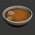 Traditional Ramen Bowl With Decorative Pattern Soft Boiled Eggs Noodles And Broth