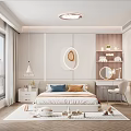Modern Minimalist Kids Room Interior With Large Window Soft Rug Cozy Bed And Shelves