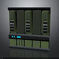 Green Electronic Equipment With Vertical Modules Gray Panel And Blue Indicator Lights 3d model