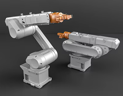 Intelligent Machines Industrial Robotic Arms with Silver Mechanical Structure for Automation 3d model