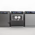 Modern Kitchen Appliances Featuring Three Dishwashers With Open Door And Interior