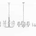 Modern Chandelier Designs With Black Metal Frames Multiple Bulbs And Fabric Shades For Home Decor