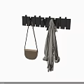 Black Wall Mounted Hook Rack With Beige Bags And Coats For Home Organizing