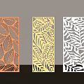 Stylish Room Dividers With Leaf Pattern In Copper Gold Silver Colors 3d model