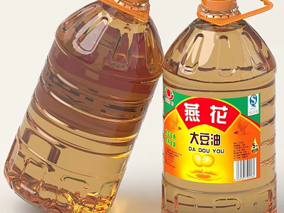 Large Capacity Soybean Oil In Clear Plastic Bottles With Yellow Liquid 3d model