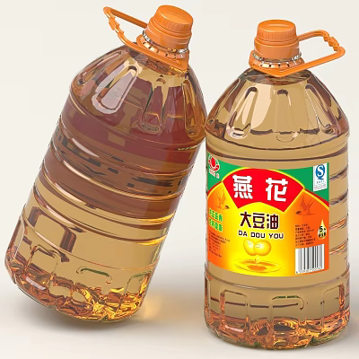 Large Capacity Soybean Oil In Clear Plastic Bottles With Yellow Liquid 3d model
