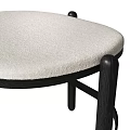 Modern Stool Design With Black Metal Frame And White Cushioned Round Seat