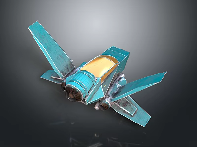 Blue Toy Model Airplane With Yellow Cockpit And Wing Structure Design 3d model