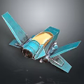 Blue Toy Model Airplane With Yellow Cockpit And Wing Structure Design