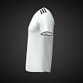 Adidas White V Neck Short Sleeve T shirt Featuring Three Black Shoulder Stripes And Chest Logo