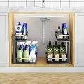 Multi Layer Metal Under Sink Organizer Shelf for Kitchen Cleaning Supplies and Toiletries Storage