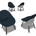 Modern Navy Blue Dining Chairs With Stylish Backrest And Solid Wooden Legs