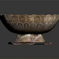 Decorative Silver Bowl With Intricate Patterns And Ornate Base For Household Decor