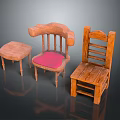 Natural Wooden Leisure Chair With Pink Cushion And Rustic Craft Design