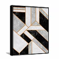 Modern Geometric Wall Art With Black White Gray Patterns And Gold Lines 3d model