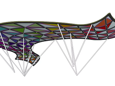 Modern Geometric Colorful Triangular Roof Landscape Pavilion Featuring White Support Structures 3d model